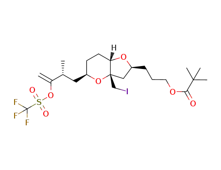 3-((2S,3aS,5R,7aS)-3a-(iodomethyl)-5-((R)-2-methyl-3-(((trifluoromethyl)sulfonyl)oxy)but-3-en-1-yl)hexahydro-2H-furo[3,2-b]pyran-2-yl)propyl pivalate