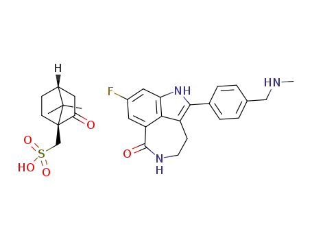 8-fluoro-2-{4-[(methylamino)methyl]phenyl}-1,3,4,5-tetrahydro-6H-azepino[5,4,3-cd]indol-6-one ((1S,4R)-7,7-dimethyl-2-oxobicyclo[2.2.1]hept-1-yl)methanesulfonic acid salt