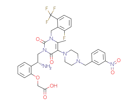 (R)-2-(2-(1-amino-2-(3-(2-fluoro-6-(trifluoromethyl)benzyl)-4-methyl-5-(4-(3-nitrobenzyl)piperazin-1-yl)-2,6-dioxo-2,3-dihydropyrimidin-1(6H)-yl)ethyl)phenoxy)acetic acid