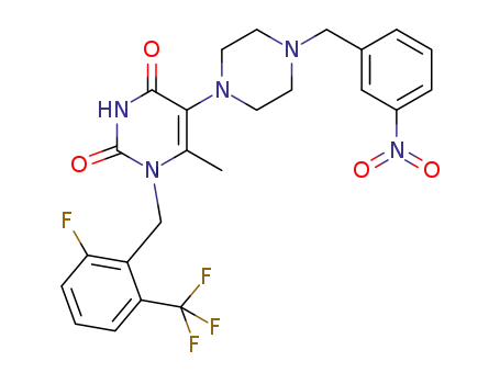1-(2-fluoro-6-(trifluoromethyl)benzyl)-6-methyl-5-(4-(3-nitrobenzyl)piperazin-1-yl)pyrimidine-2,4(1H,3H)-dione
