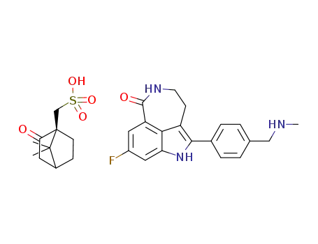 8-fluoro-2-((4-methylaminomethyl)phenyl)-1,3,4,5-tetrahydro-azepino[5,4,3-cd]indol-6-one (S)-camphorsulfonate