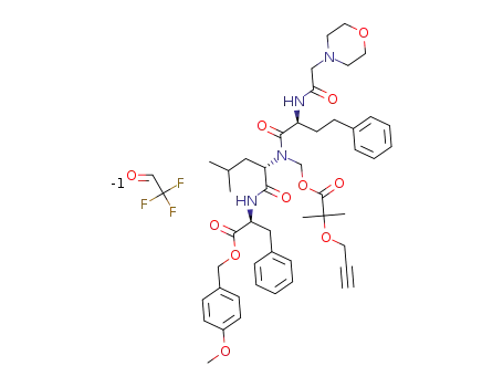 (S)-4-methoxybenzyl 2-((S)-4-methyl-2-((S)-N-(((2-methyl-2-(prop-2-yn-1-yloxy)propanoyl)oxy)methyl)-2-(2-morpholinoacetamido)-4-pheylbutanamido)pentanamido)-3-phenylpropanoate trifluoroacetic acid salt