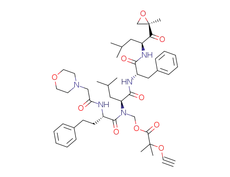 ((S)-N-((S)-4-methyl-1-(((S)-1-(((S)-4-methyl-1-((R)-2-methyioxiran-2-yl)-1-oxopentan-2-yl)amino)-1-oxo-3-phenylpropan-2-yi)amino)-1-oxopentan-2-yl)-2-(2-morphoiinoacetamido)-4-phenyibutanamido)methyl2-methyl-2-(prop-2-yn-1-yloxy)propanoate