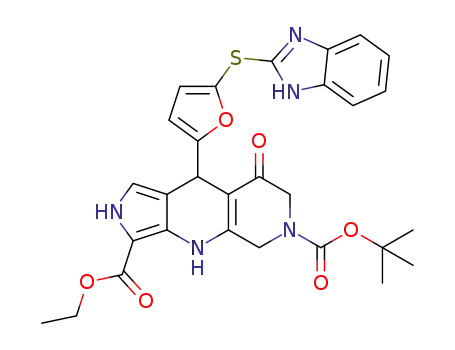 O6-tert-butyl O3-ethyl 9-[5-(1H-benzimidazol-2-ylsulfanyl)-2-furyl]-8-oxo-4,5,7,9-tetrahydro-2H-pyrrolo[3,4-b]-1,7-naphthyridine-3,6-dicarboxylate