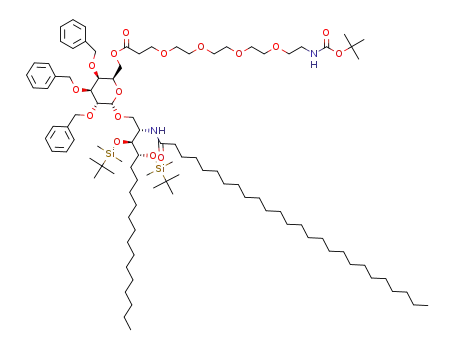 (2S,3S,4R)-3,4-bis-tert-butyldimethylsilyloxy-2-hexacosanoylamino-1-(2,3,4-tri-O-benzyl-6-carbonyl-1-ethyl-2-(tri-1-ethanoyl)1-ethanoyl-2-(tert-butoxy-carbonyl)amino)-α-D-galactopyranosyloctadecane