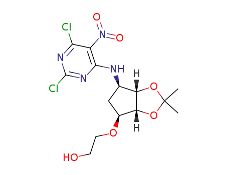 2-(((3aR,4S,6R,6aS)-6-((2,6-dichloro-5-nitropyrimidin-4-yl)amino)-2,2-dimethyltetrahydro-3aH-cyclopenta[d][1,3]dioxol-4-yl)oxy)ethanol