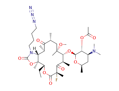 11-N-(4-azido-butyl)-6-O-methyl-5-(2-acetyl-desosamynyl)-3-oxo-2-fluoro-erythronolide A 11,12-carbamate