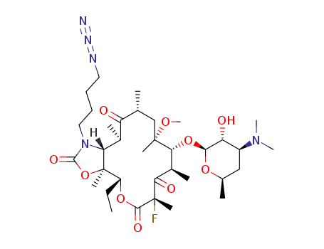 11-N-(4-azido-butyl)-6-O-methyl-5-desosamynyl-3-oxo-2-fluoro-erythronolide A 11,12-carbamate
