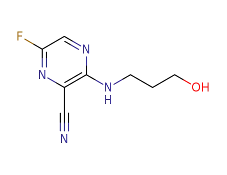 6-fluoro-3-((3-hydroxypropyl)amino)pyrazine-2-carbonitrile