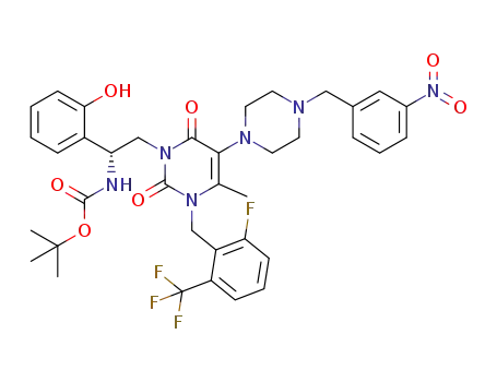 (R)-tert-butyl (2-(3-(2-fluoro-6-(trifluoromethyl)benzyl)-4-methyl-5-(4-(3-nitrobenzyl)piperazin-1-yl)-2,6-dioxo-2,3-dihydropyrimidin-1(6H)-yl)-1-(2-hydroxyphenyl)ethyl)carbamate