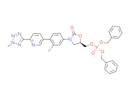 dibenzyl (R)-[3-(4-(2-(2-methyltetrazol-5-yl)pyridin-5-yl)-3-fluorophenyl)-2-oxo-5-oxazolidinyl]methyl phosphoric acid