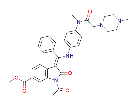 1-acetyl-3-(Z)-[1-(4-(N-((4-methylpiperazin-1-yl)methylcarbonyl)-N-methylaminophenyl)amino)-1-phenylmethylene]-6-methoxycarbonyl-2-indolinone