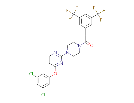 2-(3,5-bis(trifluoromethyl)phenyl)-1-(4-(4-(3,5-dichlorophenoxy)pyrimidin-2-yl)piperazin-1-yl)-2-methylpropan-1-one