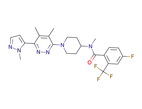 N-(1-(4,5-dimethyl-6-(1-methyl-1H-pyrazol-5-yl)pyridazin-3-yl)piperidin-4-yl)-4-fluoro-N-methyl-2-(trifluoromethyl)benzamide