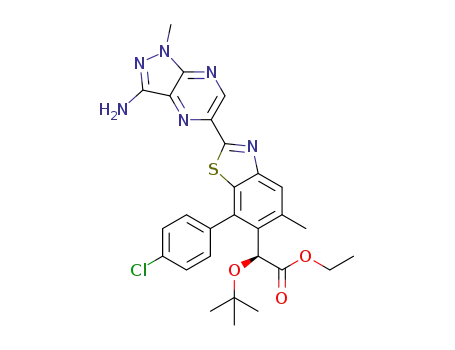 ethyl (S)-2-(2-(3-amino-1-methyl-1H-pyrazolo[3,4-b]pyrazin-5-yl)-7-(4-chlorophenyl)-5-methylbenzo[d]thiazol-6-yl)-2-(tert-butoxy)acetate