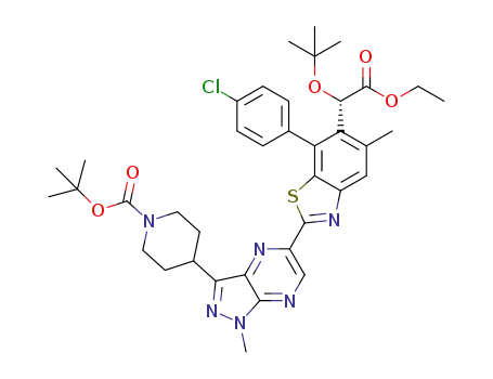 tert-butyl (S)-4-(5-(6-(1-(tert-butoxy)-2-ethoxy-2-oxoethyl)-7-(4-chlorophenyl)-5-methylbenzo[d]thiazol-2-yl)-1-methyl-1H-pyrazolo[3,4-b]pyrazin-3-yl)piperidine-1-carboxylate