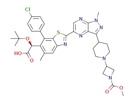 (S)-2-(tert-butoxy)-2-(7-(4-chlorophenyl)-2-(3-(1-(1-(methoxycarbonyl)azetidin-3-yl)piperidin-4-yl)-1-methyl-1H-pyrazolo[3,4-b]pyrazin-5-yl)-5-methylbenzo[d]thiazol-6-yl)acetic acid