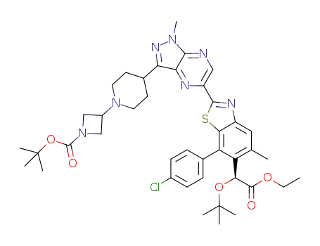 tert-butyl (S)-3-(4-(5-(6-(1-(tert-butoxy)-2-ethoxy-2-oxoethyl)-7-(4-chlorophenyl)-5-methylbenzo[d]thiazol-2-yl)-1-methyl-1H-pyrazolo[3,4-b]pyrazin-3-yl)piperidin-1-yl)azetidine-1-carboxylate