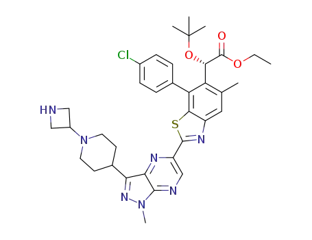 ethyl (S)-2-(2-(3-(1-(azetidin-3-yl)piperidin-4-yl)-1-methyl-1H-pyrazolo[3,4-b]pyrazin-5-yl)-7-(4-chlorophenyl)-5-methylbenzo[d]thiazol-6-yl)-2-(tert-butoxy)acetate