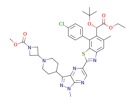 methyl (S)-3-(4-(5-(6-(1-(tert-butoxy)-2-ethoxy-2-oxoethyl)-7-(4-chlorophenyl)-5-methylbenzo[d]thiazol-2-yl)-1-methyl-1H-pyrazolo[3,4-b]pyrazin-3-yl)piperidin-1-yl)azetidine-1-carboxylate