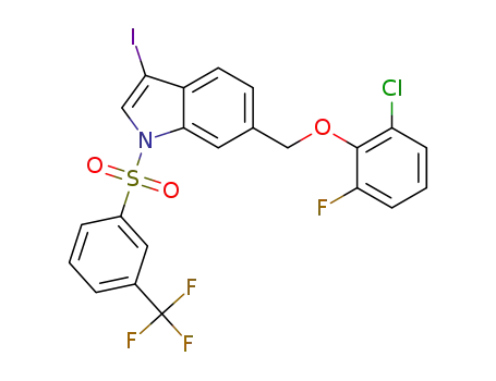 6-((2-chloro-6-fluorophenoxy)methyl)-3-iodo-1-((3-(trifluoromethyl)phenyl)sulfonyl)-1H-indole