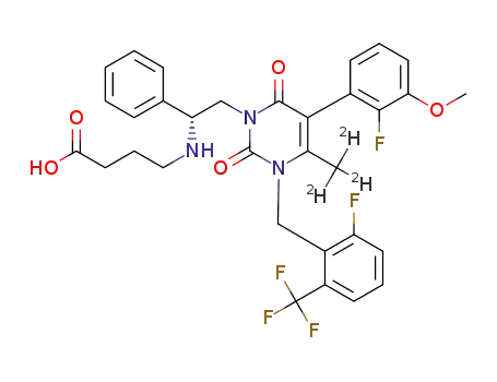 3-[2(R)-{hydroxycarbonylpropylamino}-2-phenylethyl]-5-(2-fluoro-3-methoxyphenyl)-1-[2-fluoro-6-(trifluoromethyl)benzyl]-6-((2H3)-methyl)-3H-pyrimidine-2,4-dione