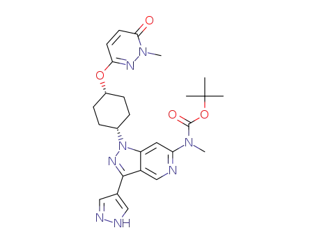 tert-butyl methyl(1-((1s,4s)-4-((1-methyl-6-oxo-1,6-dihydropyridazin-3-yl)oxy)cyclohexyl)-3-(1H-pyrazol-4-yl)-1H-pyrazolo[4,3-c]pyridin-6-yl)carbamate