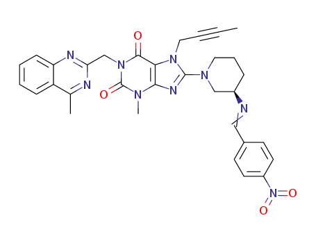 (R)-8-(3-(4-nitrobenzylideneamino)piperidin-1-yl)-7-(but-2-yn-1-yl)-3-methyl-1-((4-methylquinazolin-2-yl)methyl)-3,7-dihydro-1H-purine-2,6-dione