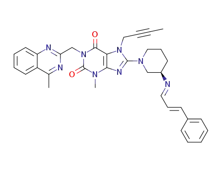 7-(but-2-yn-1-yl)-3-methyl-1-((4-methylquinazolin-2-yl)methyl)-8-((R)-3-(((1E,2E)-3-phenylallylidene)amino)piperidin-1-yl)-3,7-dihydro-1H-purine-2,6-dione