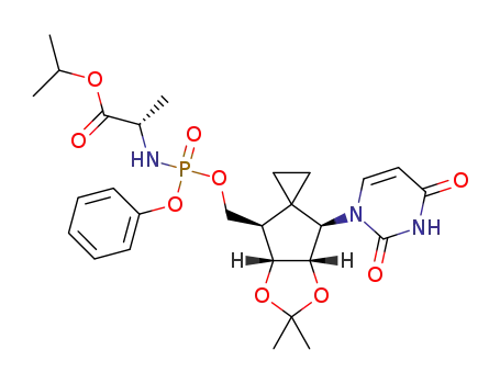 isopropyl ((((3aS,4R,6R,6aR)-4-(2,4-dioxo-3,4-dihydropyrimidin-1(2H)-yl)-2,2-dimethyl-tetrahydrospiro[cyclopenta[d][1,3] dioxole-5,1’-cyclopropan]-6-yl)methoxy)(phenoxy)phos phoryl)-L-alaninate