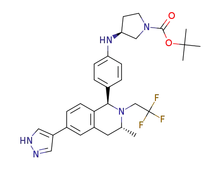 tert-butyl (S)-3-((4-((1R,3R)-3-methyl-6-(1H-pyrazol-4-yl)-2-(2,2,2-trifluoroethyl)-1,2,3,4-tetrahydroisoquinolin-1-yl)phenyl)amino)pyrrolidin-1-carboxylate