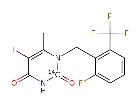 [14C]1-(2-fluoro-6-(trifluoromethyl)benzyl)-5-iodo-6-methylpyrimidine-2,4(1H,3H)-dione