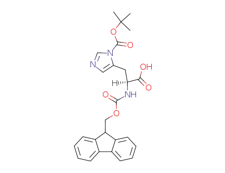 Molecular Structure of 117785-05-4 (L-Histidine,
3-[(1,1-dimethylethoxy)carbonyl]-N-[(9H-fluoren-9-ylmethoxy)carbonyl]-)