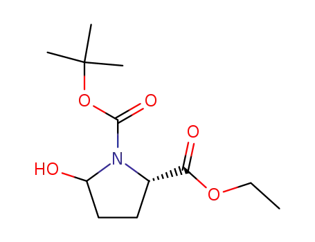 Molecular Structure of 194594-23-5 (1,2-Pyrrolidinedicarboxylic acid, 5-hydroxy-, 1-(1,1-diMethylethyl) 2-ethyl ester, (2S)-)