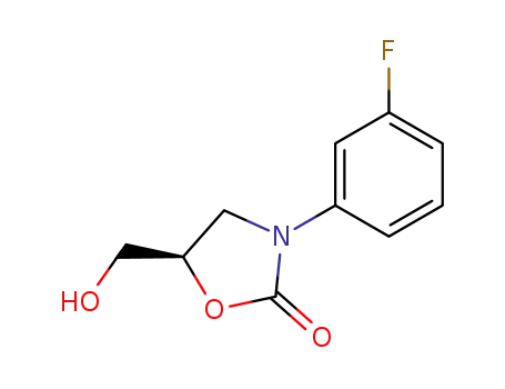 Molecular Structure of 149524-42-5 ((R)-3-(3-FLUOROPHENYL)-5-(HYDROXYMETHYL)OXAZOLIDIN-2-ONE)