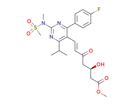 Molecular Structure of 147118-39-6 (Methyl (+)-(3R)-7-[4-(4-fluorophenyl)-6-isopropyl-2-(N-methyl-N-methanesulfonylamino)pyrimidin-5-yl]-3-hydroxy-5-oxo-(6E)-heptenoate)