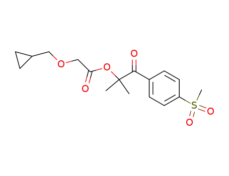Molecular Structure of 246869-15-8 (2-(CyclopropylMethoxy)-acetic Acid 1,1-DiMethyl-2-[4-(Methylsulfonyl)phenyl]-2-oxoethyl Ester)