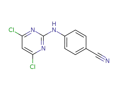 Molecular Structure of 329187-59-9 (BENZONITRILE, 4-[(4,6-DICHLORO-2-PYRIMIDINYL)AMINO]-)
