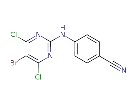 Molecular Structure of 269055-75-6 (BENZONITRILE, 4-[(5-BROMO-4,6-DICHLORO-2-PYRIMIDINYL)AMINO]-)