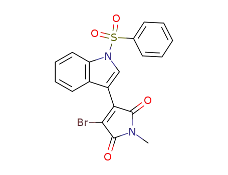 Molecular Structure of 386235-52-5 (1H-Indole,
3-(4-bromo-2,5-dihydro-1-methyl-2,5-dioxo-1H-pyrrol-3-yl)-1-(phenylsulf
onyl)-)