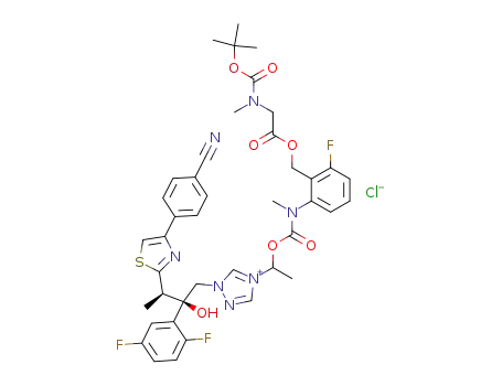 4-[1-({2-[(tert-butoxycarbonyl-methyl-amino)-acetoxymethyl]-3-fluoro-phenyl}-methyl-carbamoyloxy)-ethyl]-1-[3-[4-(4-cyano-phenyl)-thiazol-2-yl]-2-(2,5-difluoro-phenyl)-2-hydroxy-butyl]-1H-[1,2,4]triazol-4-ium; chloride