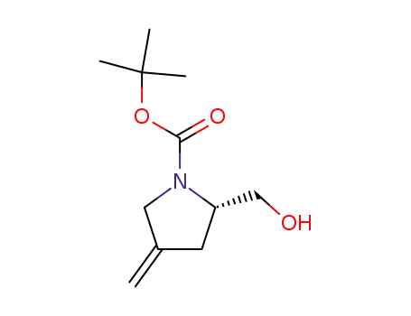 Molecular Structure of 181295-78-3 ((S)-TERT-BUTYL 2-(HYDROXYMETHYL)-4-METHYLENEPYRROLIDINE-1-CARBOXYLATE)
