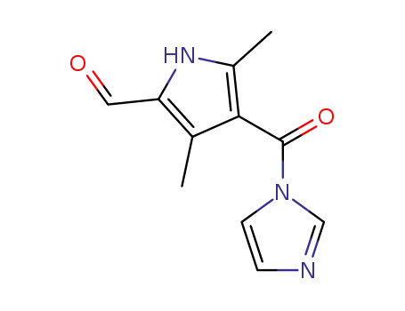 Molecular Structure of 452105-37-2 (1H-Imidazole, 1-[(5-formyl-2,4-dimethyl-1H-pyrrol-3-yl)carbonyl]-)