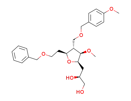 (S)-3-[(2R,3R,4S,5S)-5-(2-Benzyloxy-ethyl)-3-methoxy-4-(4-methoxy-benzyloxymethyl)-tetrahydro-furan-2-yl]-propane-1,2-diol