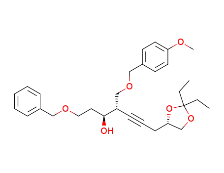(3S,4S)-1-Benzyloxy-7-((S)-2,2-diethyl-[1,3]dioxolan-4-yl)-4-(4-methoxy-benzyloxymethyl)-hept-5-yn-3-ol
