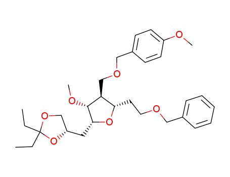 (S)-4-[(2R,3R,4S,5S)-5-(2-Benzyloxy-ethyl)-3-methoxy-4-(4-methoxy-benzyloxymethyl)-tetrahydro-furan-2-ylmethyl]-2,2-diethyl-[1,3]dioxolane