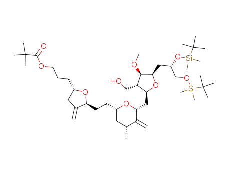 2,2-dimethyl-propionic acid 3-{5-[2-(6-{5-[2,3-bis-(tert-butyl-dimethyl-silanyloxy)-propyl]-3-hydroxymethyl-4-methoxy-tetrahydro-furan-2-ylmethyl}-4-methyl-5-methylene-tetrahydro-pyran-2-yl)-ethyl]-4-methylene-tetrahydro-furan-2-yl}-propyl ester