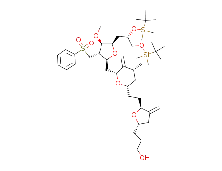 3-((2S,5S)-5-(2-((2S,4R,6R)-6-(((2S,3S,4R,5R)-5-((S)-2,3-bis((tert-butyldimethylsilyl)oxy)propyl)-4-methoxy-3-((phenylsulfonyl)methyl)tetrahydrofuran-2-yl)methyl)-4-methyl-5-methylenetetrahydro-2H-pyran-2-yl)ethyl)-4-methylenetetrahydrofuran-2-yl)propan-1-ol