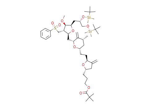 3-((2S,5S)-5-(2-((2S,4R,6R)-6-(((2S,3S,4R,5R)-5-((S)-2,3-bis((tert-butyldimethylsilyl)oxy)propyl)-4-methoxy-3-((phenylsulfonyl)methyl)tetrahydrofuran-2-yl)methyl)-4-methyl-5-methylenetetrahydro-2H-pyran -2-yl)ethyl)-4-methylenetetrahydrofuran-2-yl)propyl pivalate