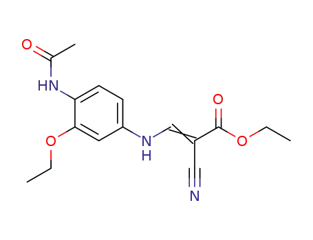 Molecular Structure of 848133-74-4 (2-PROPENOIC ACID, 3-[[4-(ACETYLAMINO)-3-ETHOXYPHENYL]AMINO]-2-CYANO-, ETHYL ESTER)